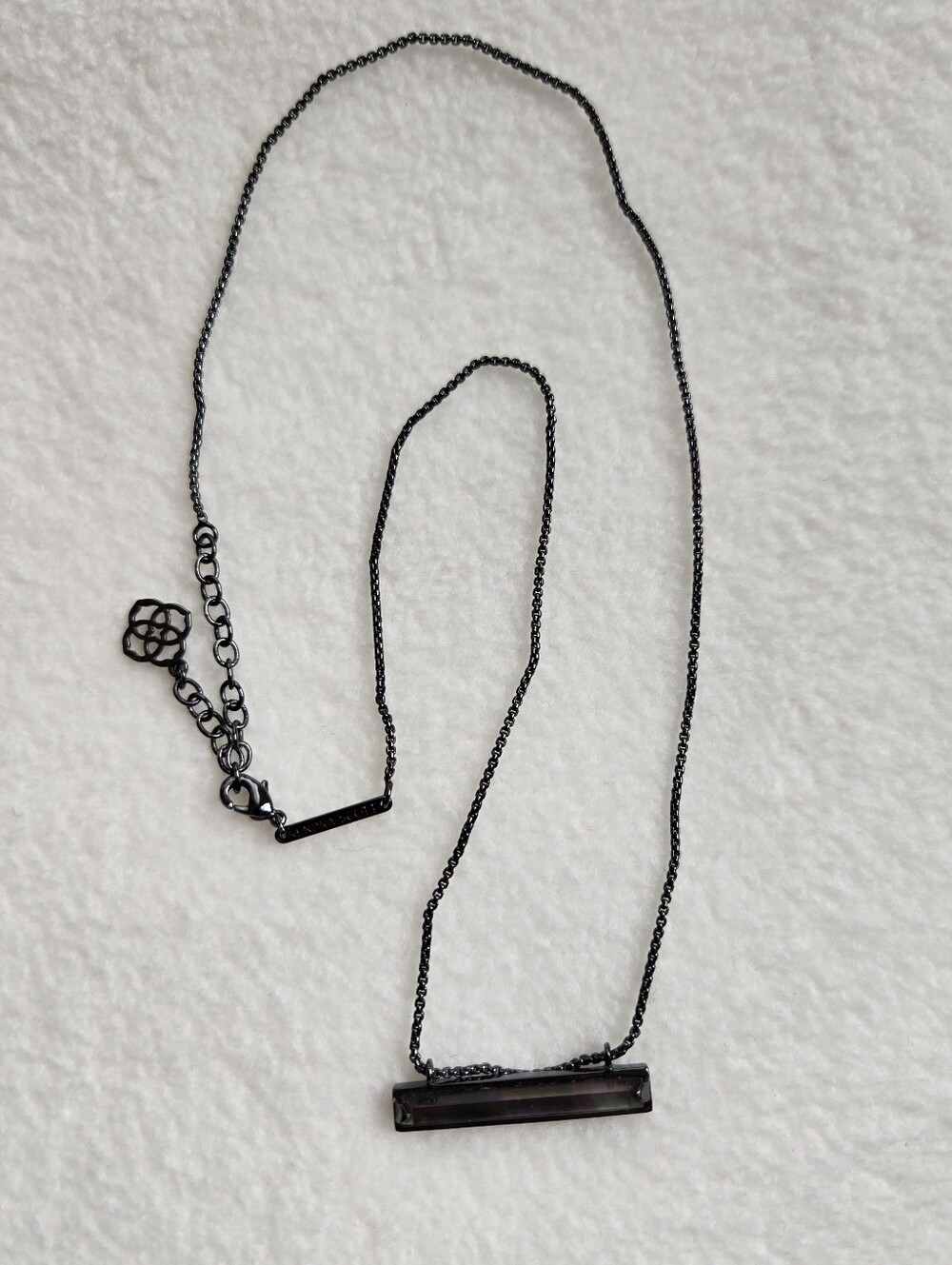 Kendra Scott Leanor Horizontal Bar Pendant Gunmetal Glass over Abalone